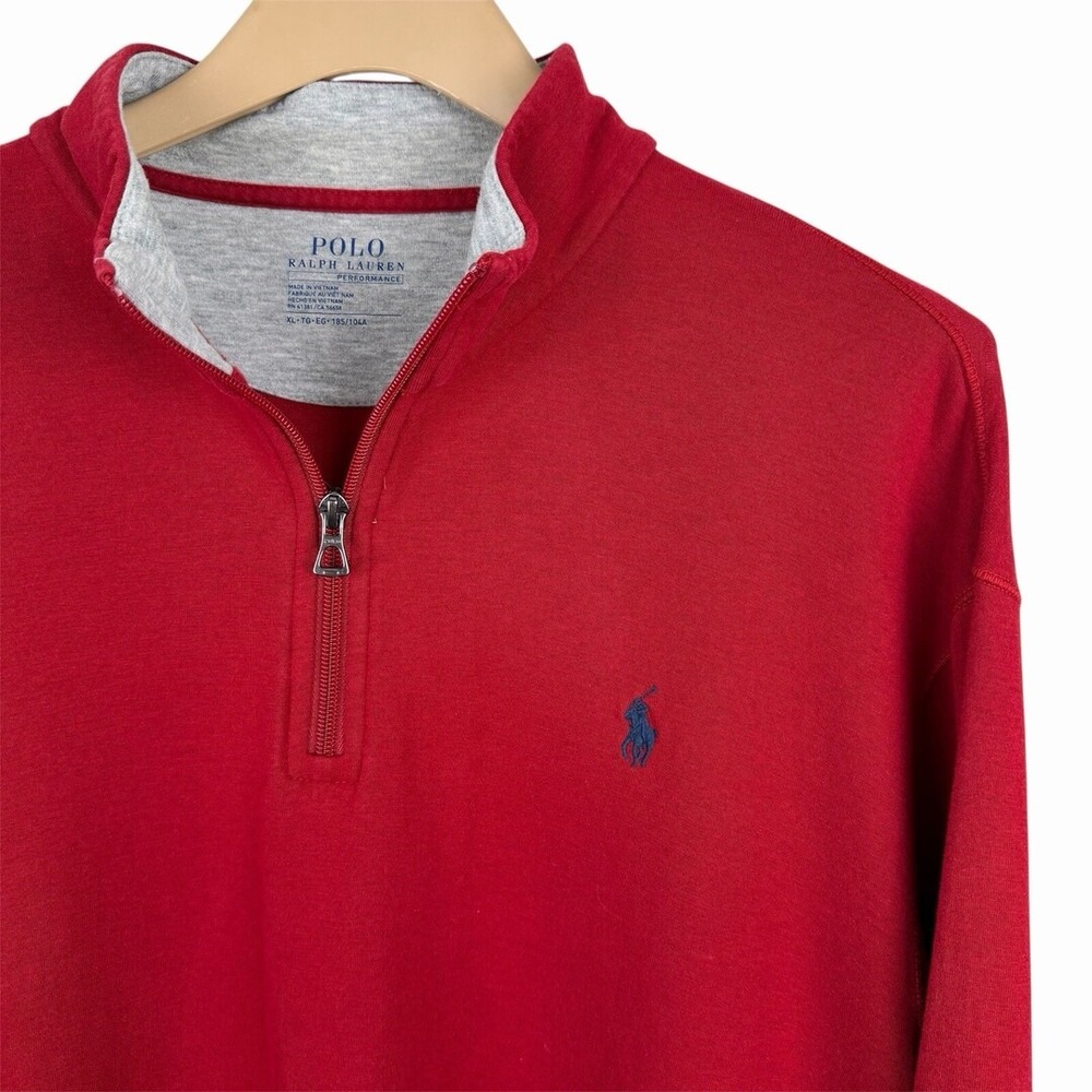 Polo Ralph Lauren Performance 1/4‎ Zip Pullover Sweater Red Mens XL 710680863040